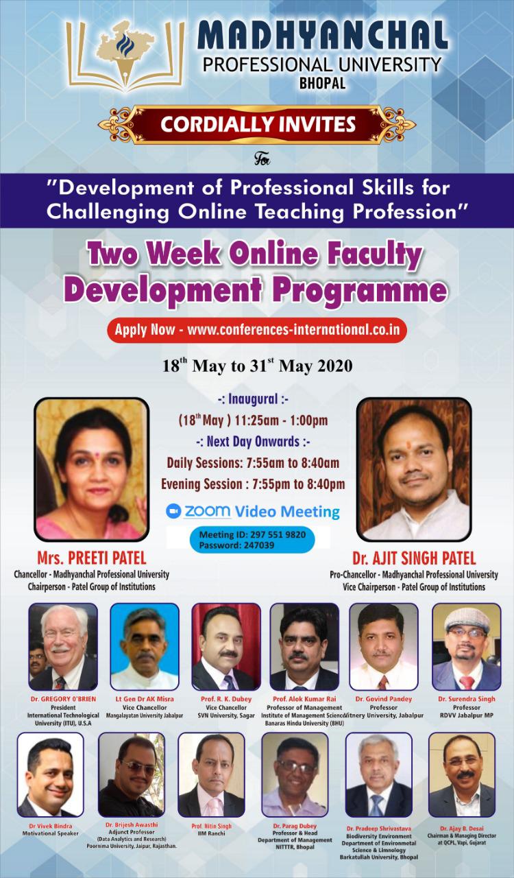 Faculty Development Program On “Development Of Professional Skills For Challenging Online Teaching Profession” Date:  18th May – 31st May 2020